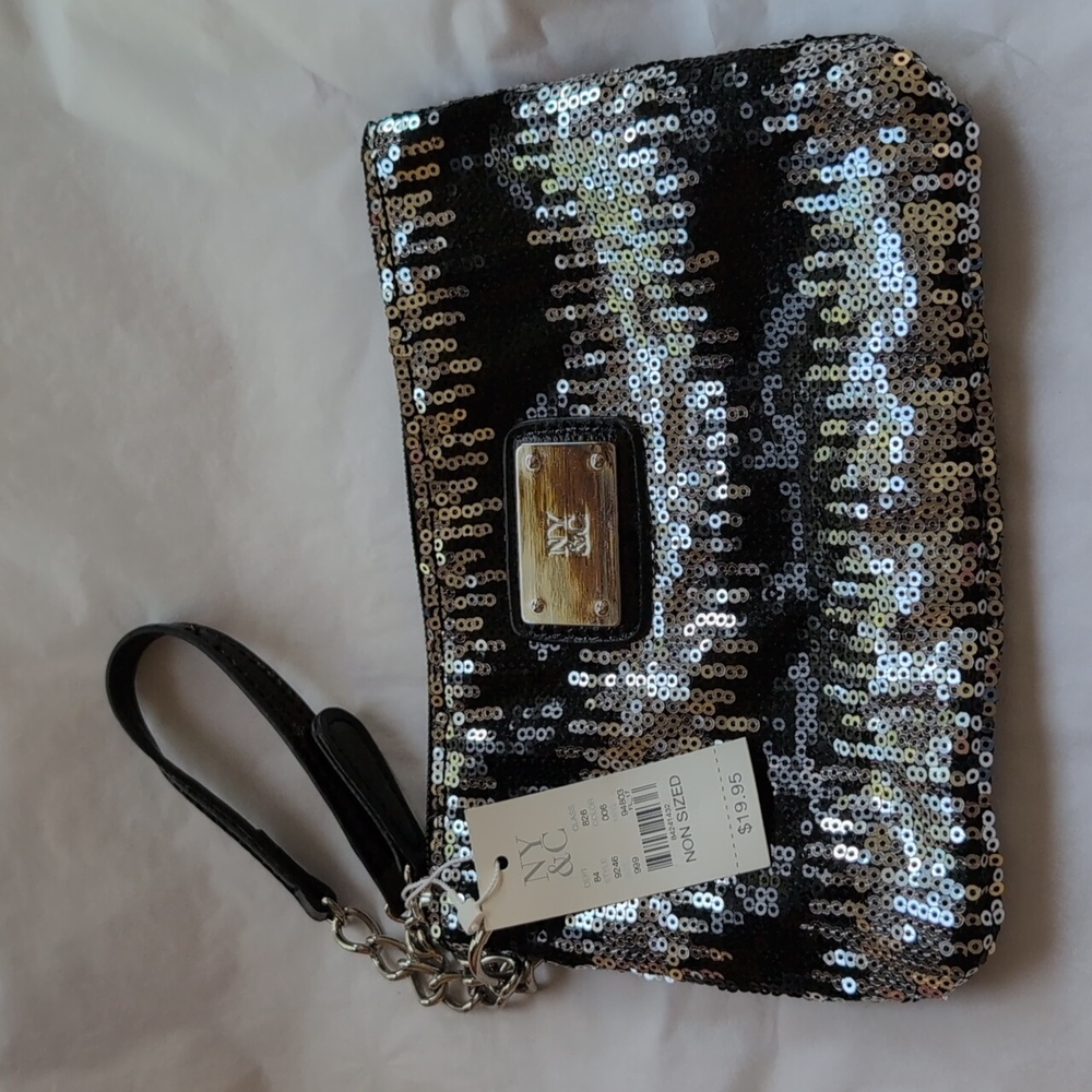 NWT New York & Co. Black and Silver Sequin Clutch **Final Price**